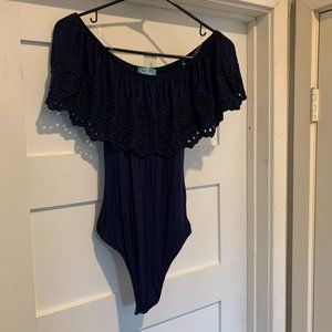 New Navy Off Shoulder Bodysuit
